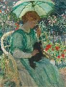 E.Phillips Fox The green parasol, oil on canvas